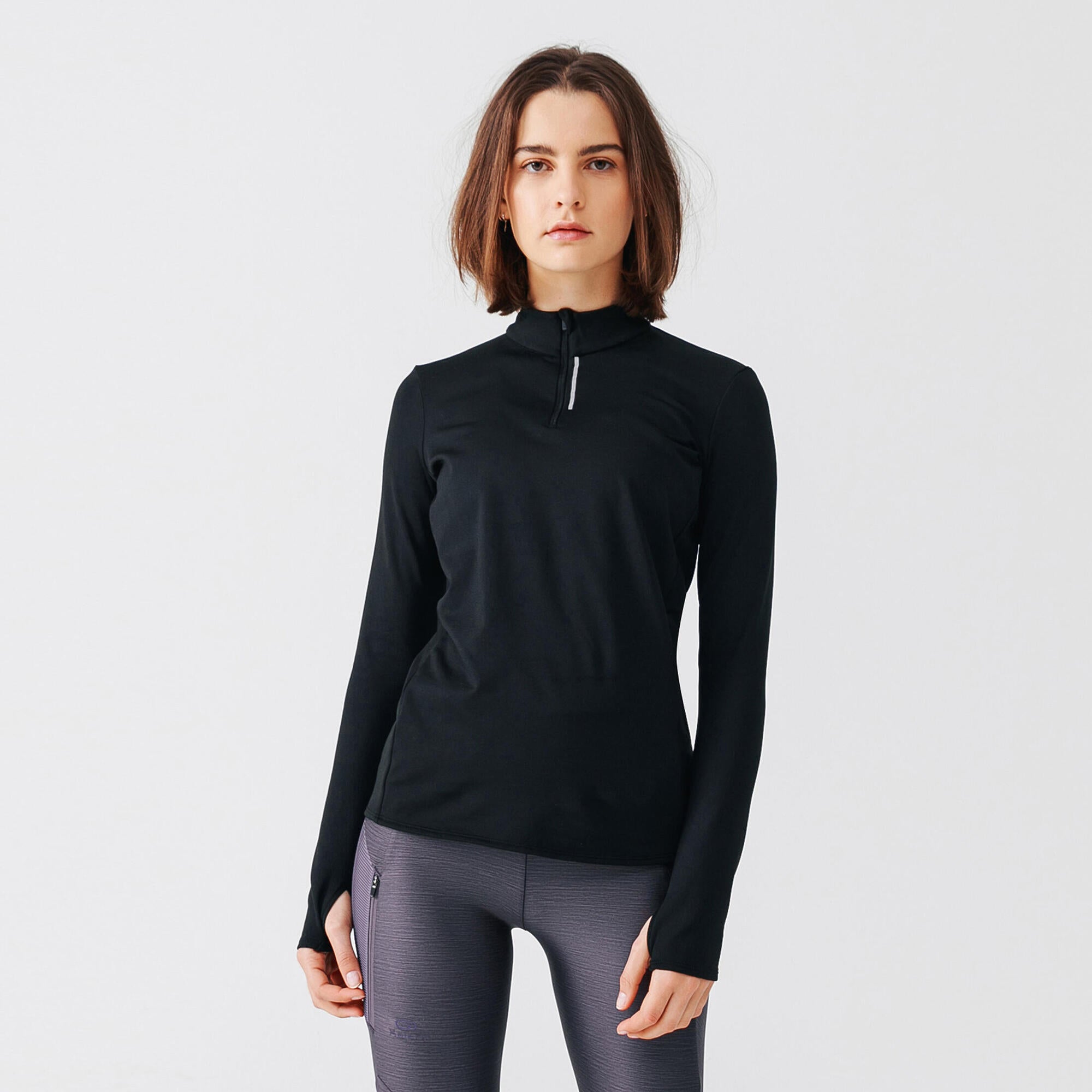 Women's 100 Long-Sleeved Half-Zip Running T-shirt