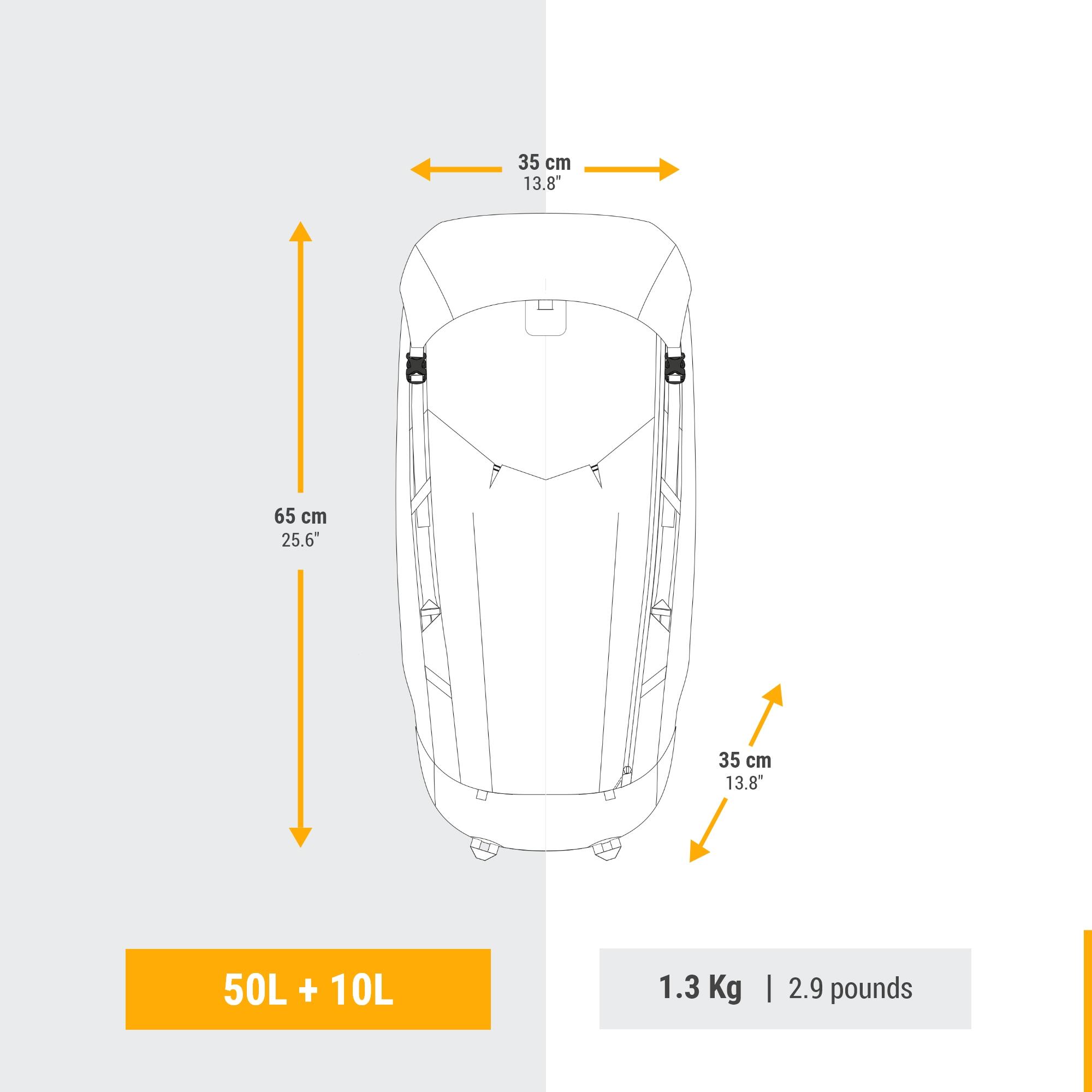 Forclaz Men's MT900 50+10 L Ultralight Backpacking Pack - Image 9